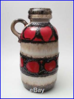 Vintage Retro West German Pottery Fat Lava Handled Vase MID Century Eames Era