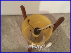 Vintage/Retro/mid century Rocket Table Lamp Teak Tripod Stand & Spun Fibre Shade