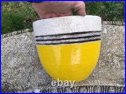 Vintage Rosenthal Netter Italian Pottery Yellow Ribbed Planter Vase MCM Modern
