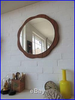 Vintage Round Danish Wall Mirror or Mid Century Modernist Mirror Teak Effect
