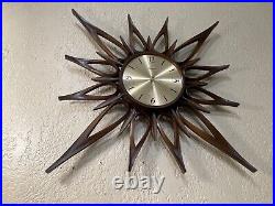 Vintage SYROCO Starburst Wall Clock 25 Mid Century Sunburst