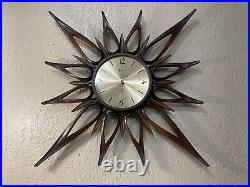 Vintage SYROCO Starburst Wall Clock 25 Mid Century Sunburst