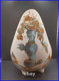 Vintage Sasha Brastoff California Mid Century Blue Poodle Footed Ceramic Vessel