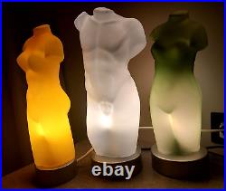 Vintage Set Of 3 Mid Century Bust Sculpture Lamps Opaline Art Glass Table Lamps