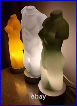 Vintage Set Of 3 Mid Century Bust Sculpture Lamps Opaline Art Glass Table Lamps