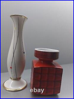 Vintage Set Of Two Mid-Century Ceramic Vases Space Age Ceramic Vase
