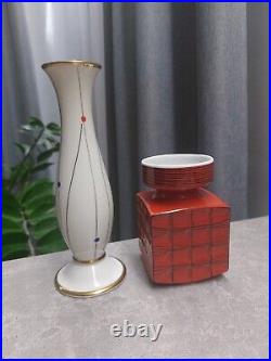 Vintage Set Of Two Mid-Century Ceramic Vases Space Age Ceramic Vase