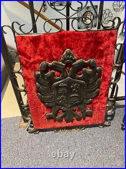 Vintage Set of 3 Mid Century Coat Of Arms Velvet Wall Plaques Art Hangings