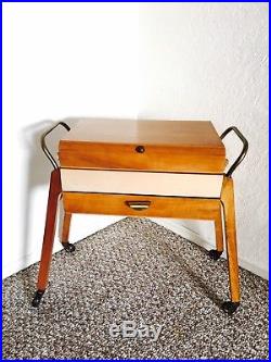 Vintage Sewing Table Basket Sewing Box Mid Century Knitting Storage Retro Cart