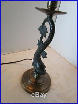Vintage Solid Brass KOI Fish TABLE LAMP Mid-century 24 ¾t Retro