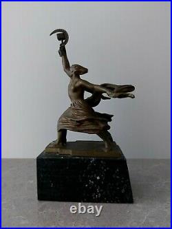 Vintage Soviet USSR Bronze Sculpture WORKER and KOLKHOZ WOMAN