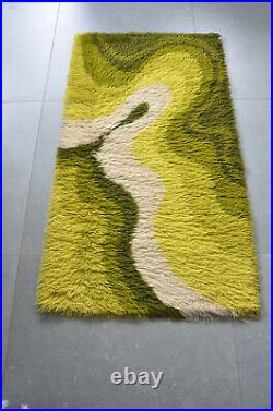 Vintage Space Age MCM Panton Carpet Rya Rug Modernist Geometric Colani Eames Era