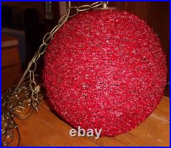 Vintage Spaghetti Spun Lucite Swag Light Lamp RED Mid Century MCM- Tested Works