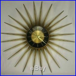 Vintage Starburst Wall Clock ELGIN Atomic Sunburst RETRO Mid Century 1960s WORKS