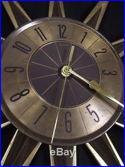 Vintage Starburst Wall Clock MID CENTURY MODERN Elgin Atomic WORKS mcm RETRO