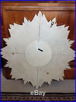 Vintage Starburst Wood Wall Clock, Circle Watch Corp, 7 Jewel Mid Century Modern