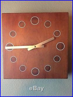 Vintage StileCraft Teak Wall Clock Retro Mid Century Modern Nelson Umanoff Style
