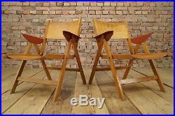 Vintage Stuhl Set 4x Klappstuhl Mid Century Design Holz Danish Modern 60er Retro