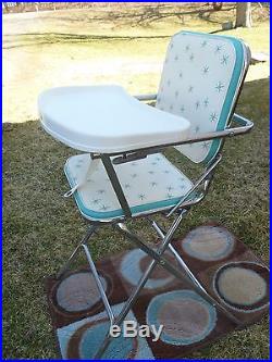 Vintage TAYLOR TOT Vinyl Childs High Chair Retro Mid Century STARBURST atomic