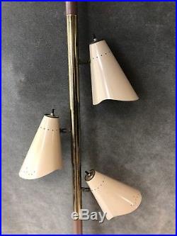 Vintage TENSION POLE LAMP mid century modern light floor retro 50s/60s beige 3
