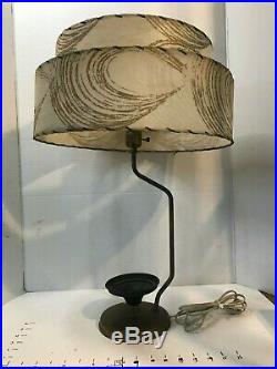 Vintage Table Lamp Fiberglass Shade Mid Century Modern Retro Atomic 2 tier