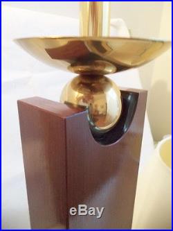 Vintage Teak Lucite Brass Lamp Mid Century Modern Large Retro Eames Light
