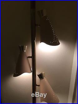 Vintage Tension 3 Way Perforated Cone Pole Lamp Mid Century Modern Retro Snyder