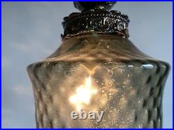 Vintage Textured Smoked Glass Swag Lamp MID Century Chandelier Light Fixture MCM