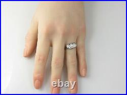 Vintage Three Stone Diamond Ring 20K White Gold Estate Retro Mid Century Jewelry