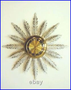 Vintage Toleware Starburst Sunburst Atomic Sputnik Clock Danish Modern Eames MID