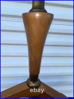 Vintage Unique Mid Century Modern Wood & Brass'Diamond Heart 25 Table Lamp