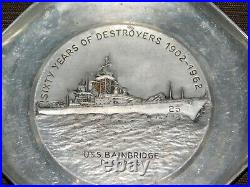 Vintage Us Navy Ship 1902-1962 Sixty Years Destroyers Uss Bainbridge Metal Tray