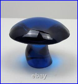 Vintage Viking Bluenique Mushroom 3 Inch Cap Glass Mid Century