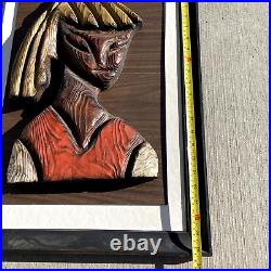 Vintage WITCO WALL ART Mid Century Modern Carved Tiki Decor Blonde Gril