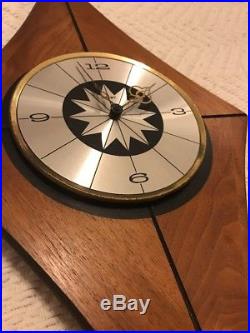 Vintage Welby Diamond Wood Wall Clock Retro Mid Century Modern MCM Starburst