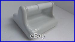 Vintage White Ceramic TP Toilet Paper Holder Porcelain Mid Century Modern Retro