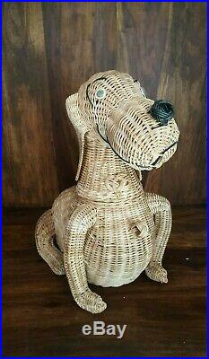 Vintage Woven Wicker Dog Bag Basket Purse LARGE! Mid Century Highly Collectible