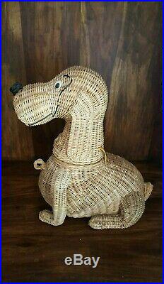 Vintage Woven Wicker Dog Bag Basket Purse LARGE! Mid Century Highly Collectible