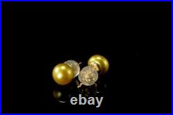 Vintage Yellow Luster Pearl 14k Gold Stud Earrings Mr