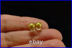 Vintage Yellow Luster Pearl 14k Gold Stud Earrings Mr