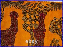 Vintage abstract tapestry fabric, Mid century modern tapestry for craft 70x29