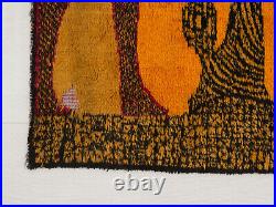Vintage abstract tapestry fabric, Mid century modern tapestry for craft 70x29
