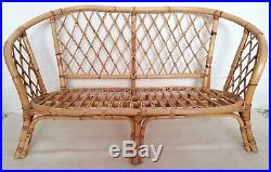 Vintage bamboo & cane sofa, rattan chair, bohemian, boho retro Tiki, midcentury