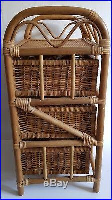 Vintage bamboo & rattan chest of drawers, midcentury bamboo, bohemian retro