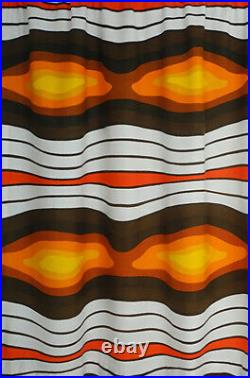 Vintage fabric curtain drape orange brown retro Mid-Century Pop Op Art 60's 70's