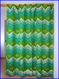 Vintage fabric curtains drapes green blue retro Mid-Century OP Art Panton 70's