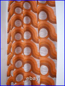 Vintage fabric curtains drapes orange Mid Century Pop Op Art retro 60's 70's