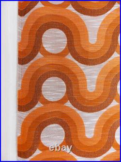 Vintage fabric curtains drapes orange Mid Century Pop Op Art retro 60's 70's