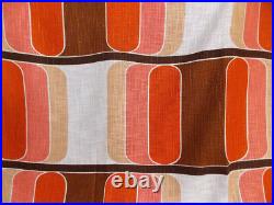 Vintage fabric curtains drapes orange brown retro Mid Century POP Art OP 70's