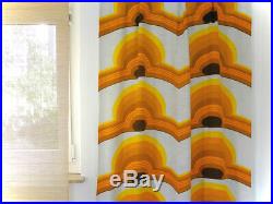 Vintage fabric curtains drapes orange brown retro Mid-Century Panton 60's 70's